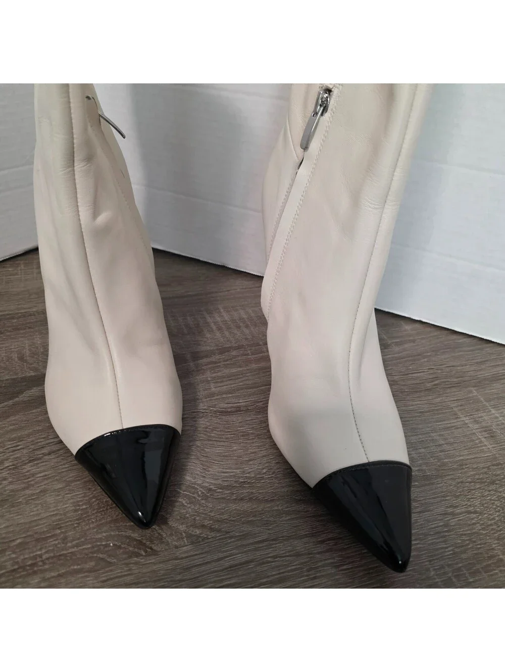 Women's Ankle Boots with Black Pointed Toe and Side Zipper